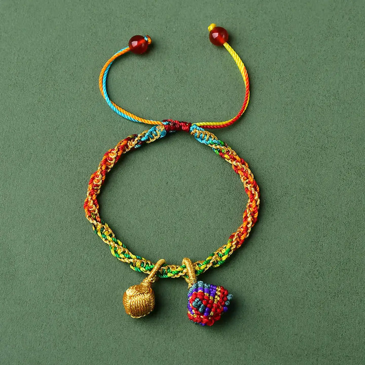 BWOOOH Colorful Rope Luck Handmade Zongzi Golden Ball Charm Bracelet - Colorful Golden Zongzi Broom&amp;Red String