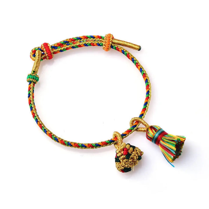BWOOOH Colorful Rope Luck Handmade Zongzi Golden Ball Charm Bracelet - Colorful Golden Zongzi Broom&amp;Red String