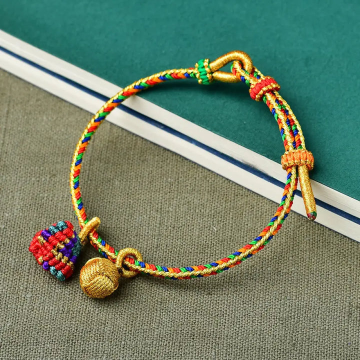 BWOOOH Colorful Rope Luck Handmade Zongzi Golden Ball Charm Bracelet - Colorful Golden Zongzi Broom&amp;Red String