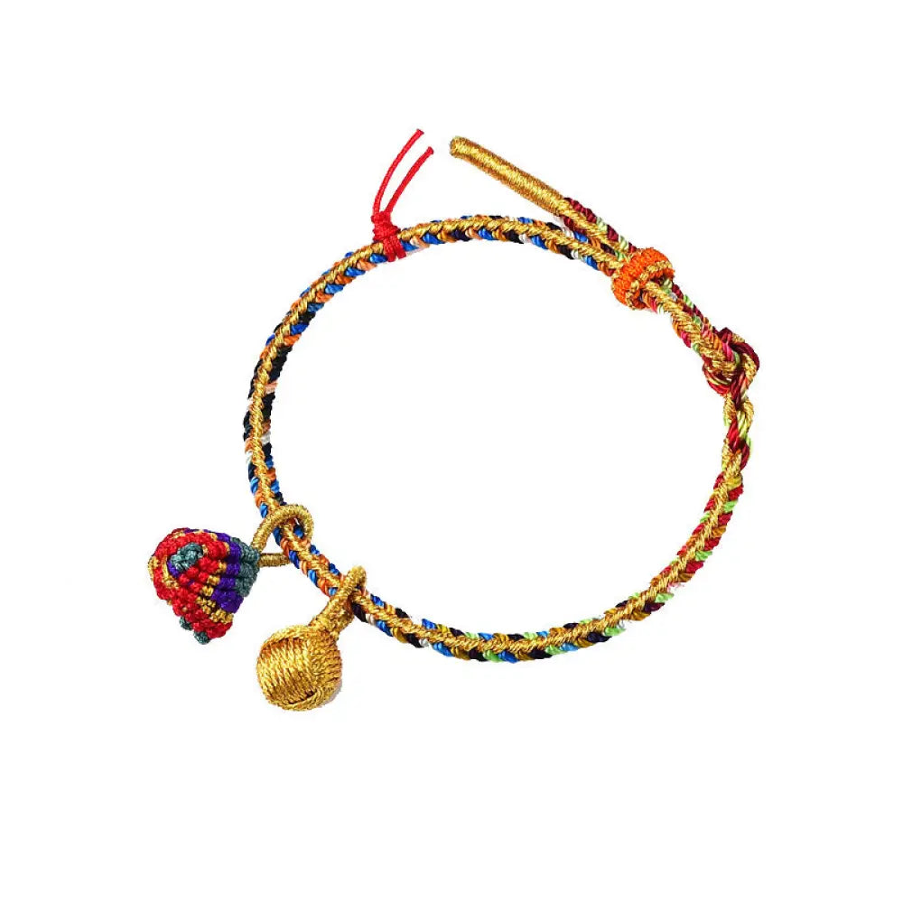 BWOOOH Colorful Rope Luck Handmade Zongzi Golden Ball Charm Bracelet - Colorful Golden Zongzi Broom&amp;Red String