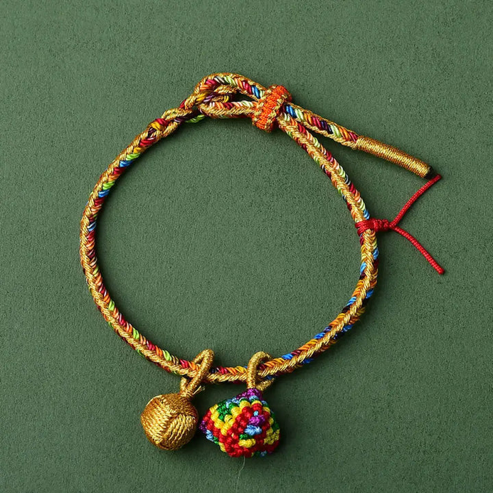 BWOOOH Colorful Rope Luck Handmade Zongzi Golden Ball Charm Bracelet - Colorful Golden Zongzi Broom&amp;Red String