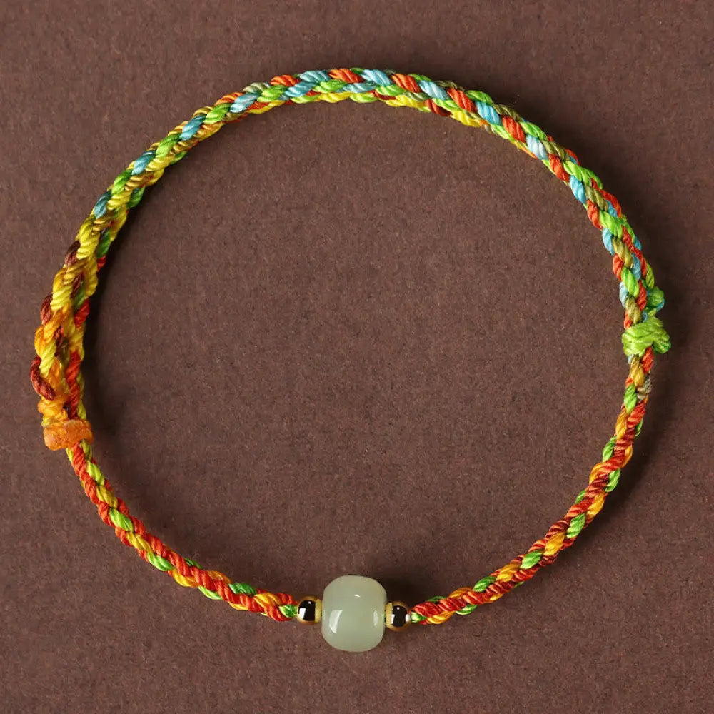 BWOOOH Colorful Rope Luck Jade Bead Abundance Bracelet - BWOOOH - 15-16cm - Bracelet