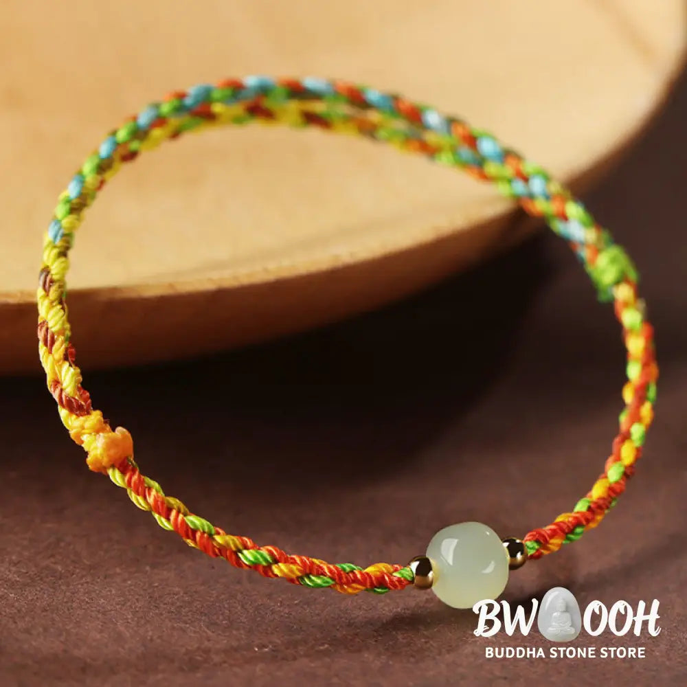 Buddha Stones Colorful Rope Luck Jade Bead Abundance Bracelet - BWOOOH - Bracelet