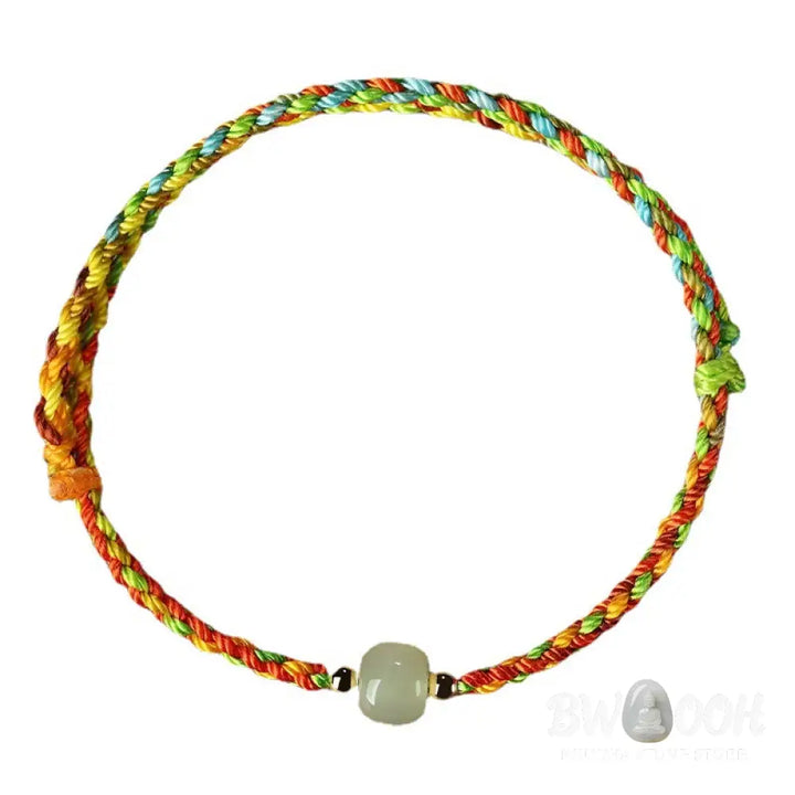 Buddha Stones Colorful Rope Luck Jade Bead Abundance Bracelet - BWOOOH - Bracelet
