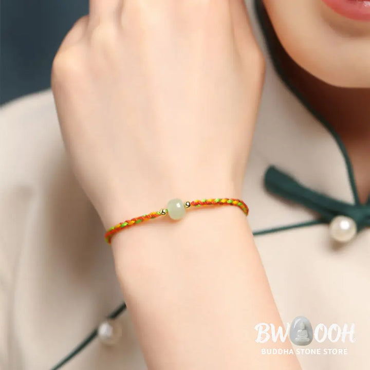 Buddha Stones Colorful Rope Luck Jade Bead Abundance Bracelet - BWOOOH - Bracelet