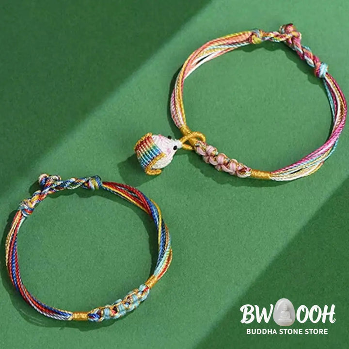 Buddha Stones Colorful Rope Peach Blossom Knot Zongzi Braided Bracelet - BWOOOH - Bracelet