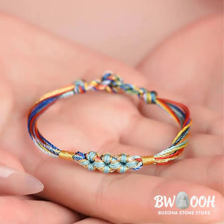 Buddha Stones Colorful Rope Peach Blossom Knot Zongzi Braided Bracelet - BWOOOH - Bracelet