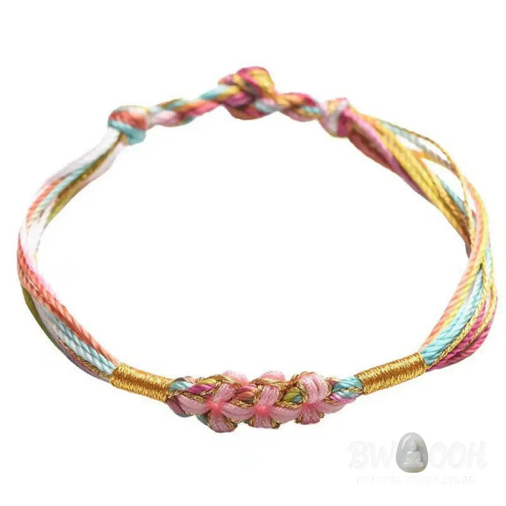 Buddha Stones Colorful Rope Peach Blossom Knot Zongzi Braided Bracelet - BWOOOH - Bracelet
