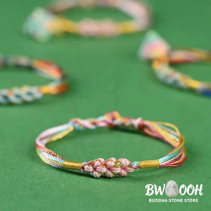 Buddha Stones Colorful Rope Peach Blossom Knot Zongzi Braided Bracelet - BWOOOH - Bracelet