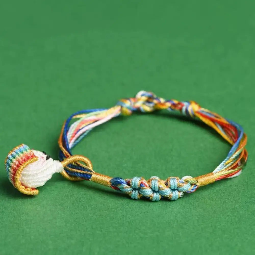 Buddha Stones Colorful Rope Peach Blossom Knot Zongzi Braided Bracelet - BWOOOH - Cartoon Zongzi-Blue / 5.1in(13cm)