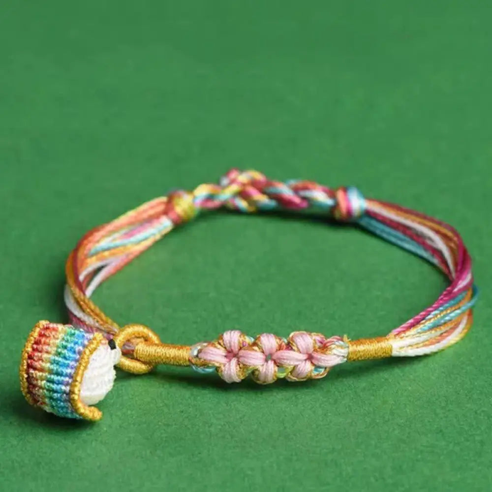 Buddha Stones Colorful Rope Peach Blossom Knot Zongzi Braided Bracelet - BWOOOH - Cartoon Zongzi-Pink / 5.1in(13cm)