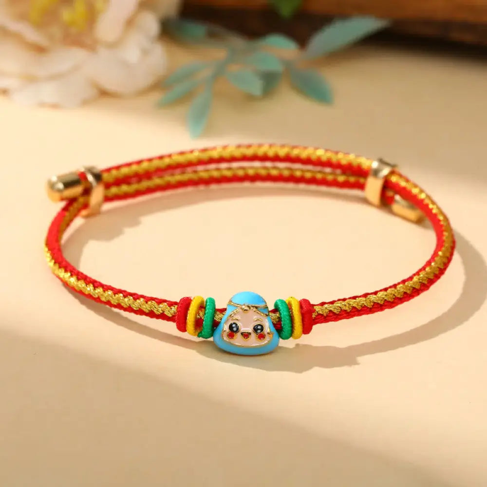 BWOOOH Colorful Rope Zongzi Pattern Luck Handmade Child Adult Bracelet - Golden Red Rope-Single