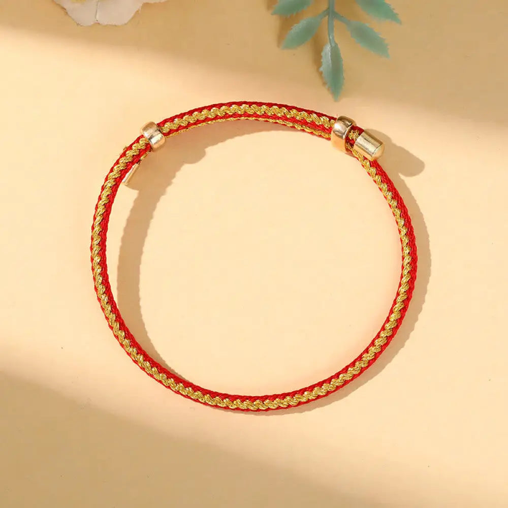 BWOOOH Colorful Rope Zongzi Pattern Luck Handmade Child Adult Bracelet - Golden Red Rope(Wrist Circumference