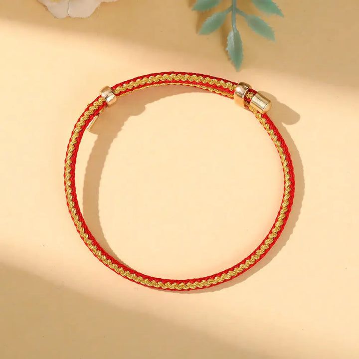 BWOOOH Colorful Rope Zongzi Pattern Luck Handmade Child Adult Bracelet - Golden Red Rope(Wrist Circumference