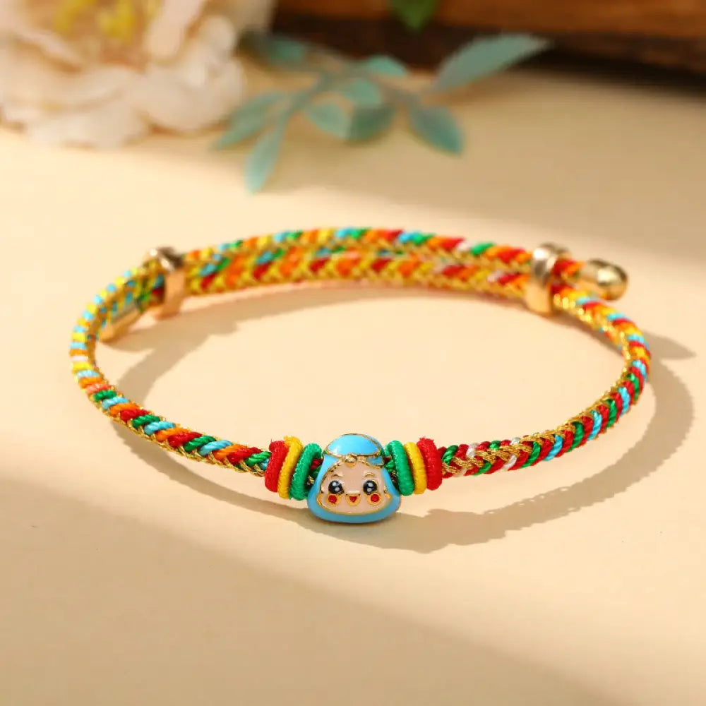 BWOOOH Colorful Rope Zongzi Pattern Luck Handmade Child Adult Bracelet - Golden Colorful Rope-Single