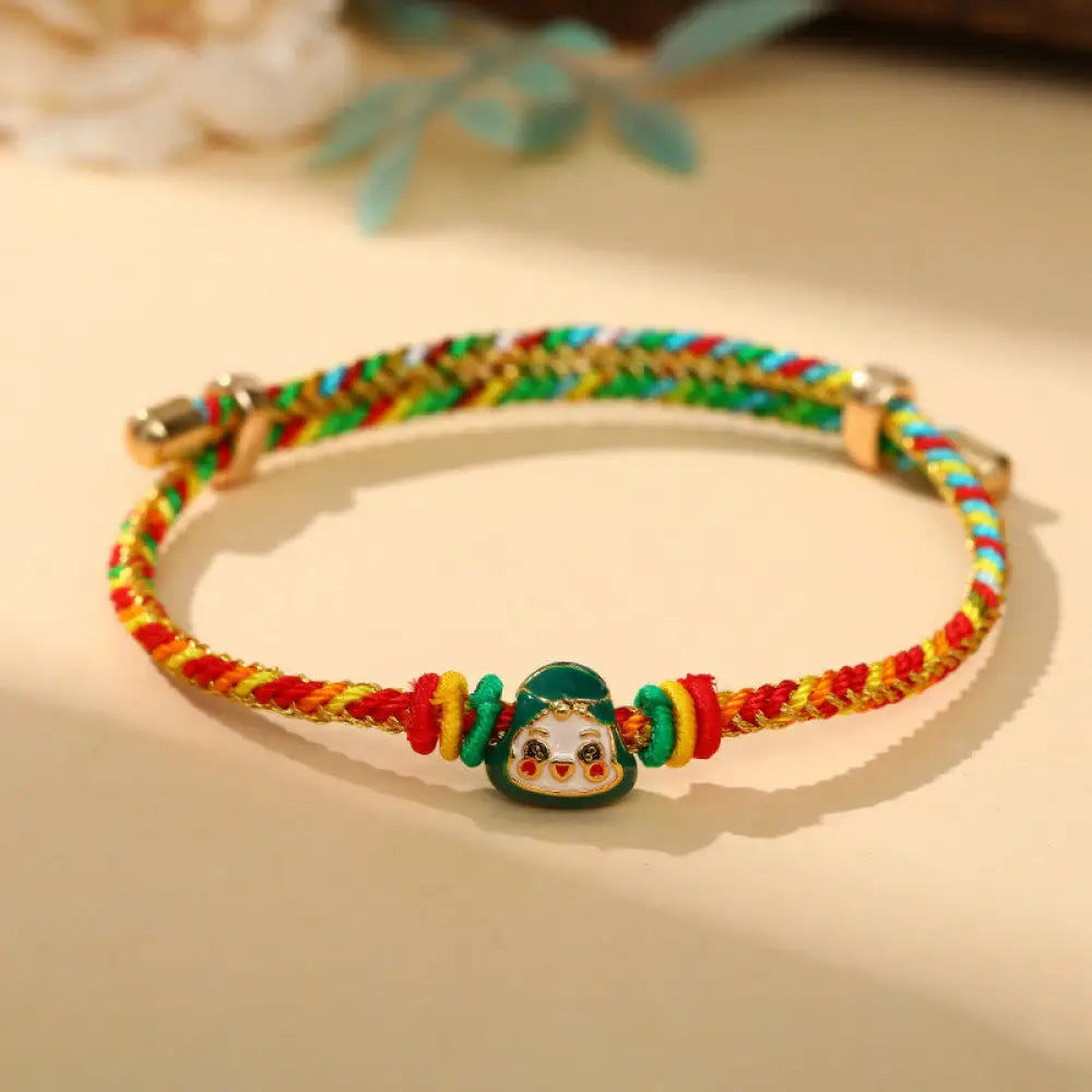 BWOOOH Colorful Rope Zongzi Pattern Luck Handmade Child Adult Bracelet - Golden Colorful Rope-Single