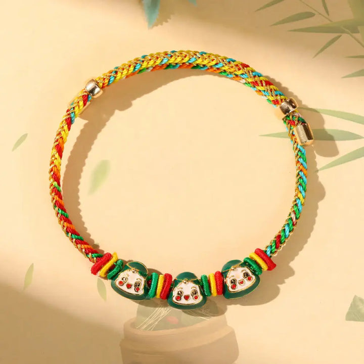 BWOOOH Colorful Rope Zongzi Pattern Luck Handmade Child Adult Bracelet - Golden Colorful Rope-Three