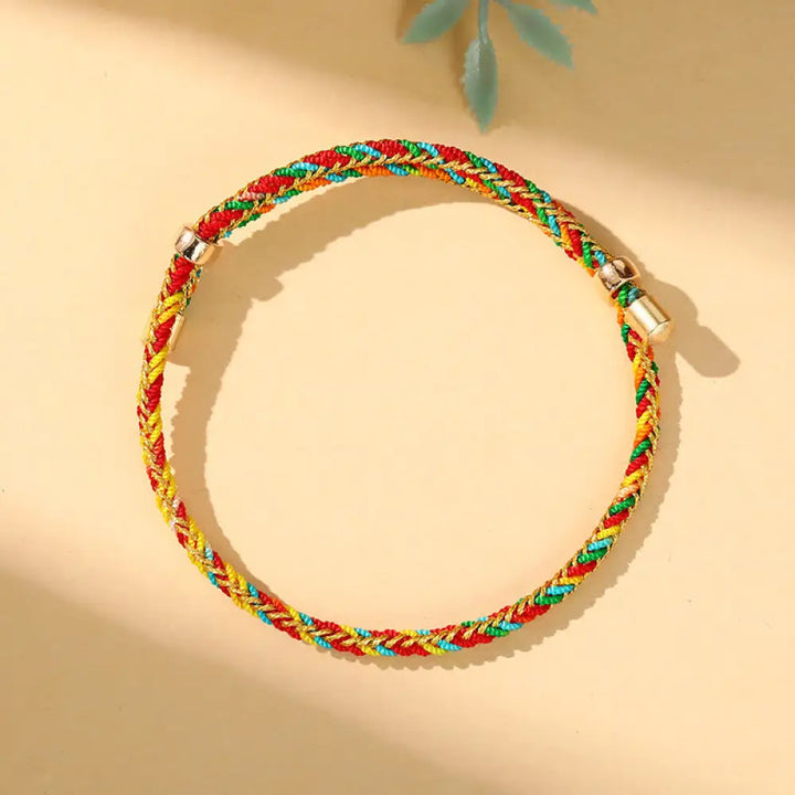 BWOOOH Colorful Rope Zongzi Pattern Luck Handmade Child Adult Bracelet - Golden Colorful Rope(Wrist
