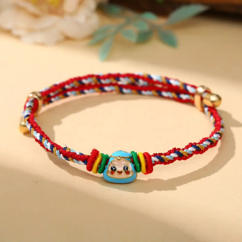 BWOOOH Colorful Rope Zongzi Pattern Luck Handmade Child Adult Bracelet - Colorful Rope-Single Zongzi(Blue)(Wrist