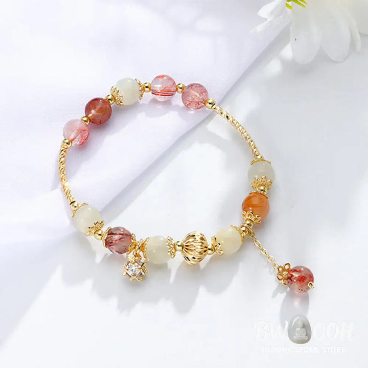 Buddha Stones Colorful Rutilated Quartz Cat Eye Zircon Auspiciousness Bead Bracelet - BWOOOH - Rutilated