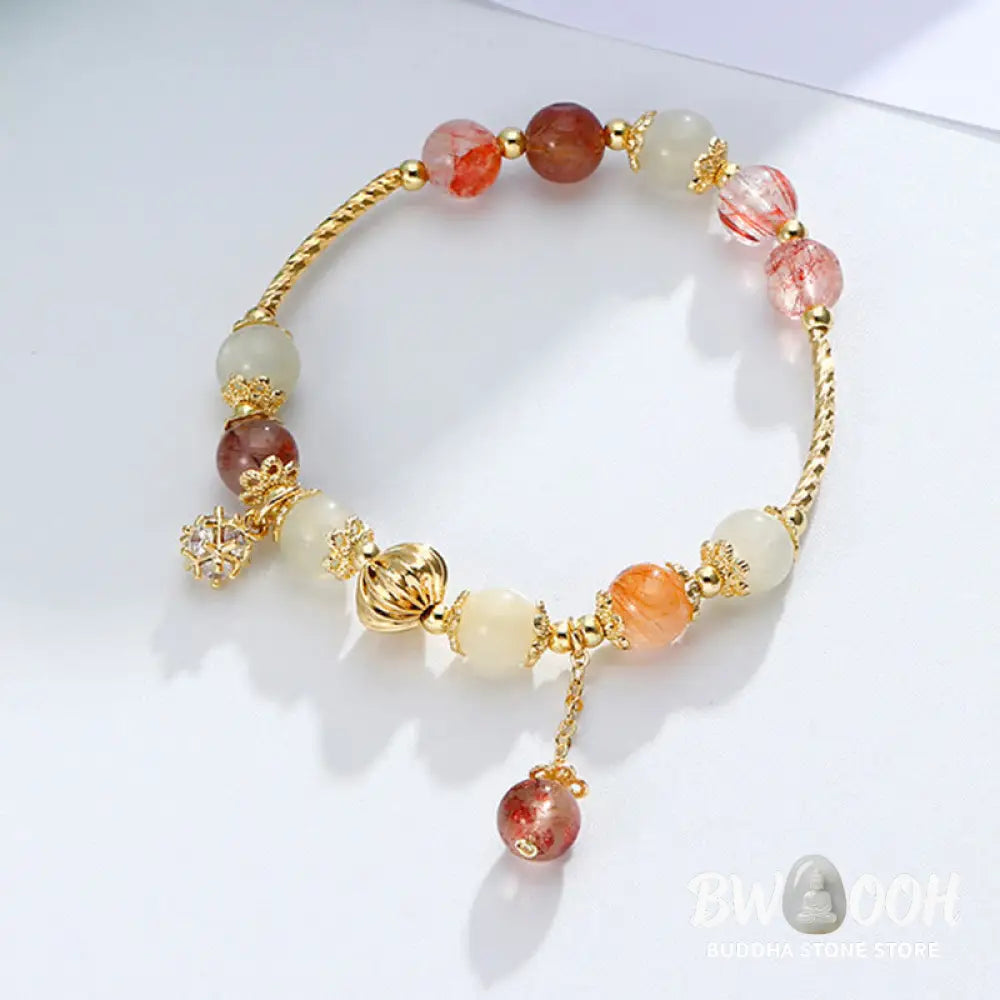 Buddha Stones Colorful Rutilated Quartz Cat Eye Zircon Auspiciousness Bead Bracelet - BWOOOH - Rutilated