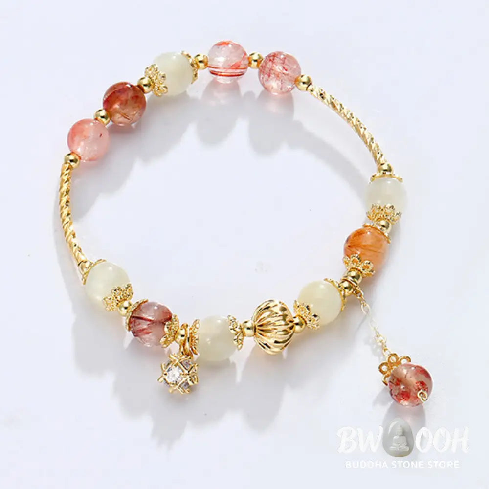 Buddha Stones Colorful Rutilated Quartz Cat Eye Zircon Auspiciousness Bead Bracelet - BWOOOH - Rutilated