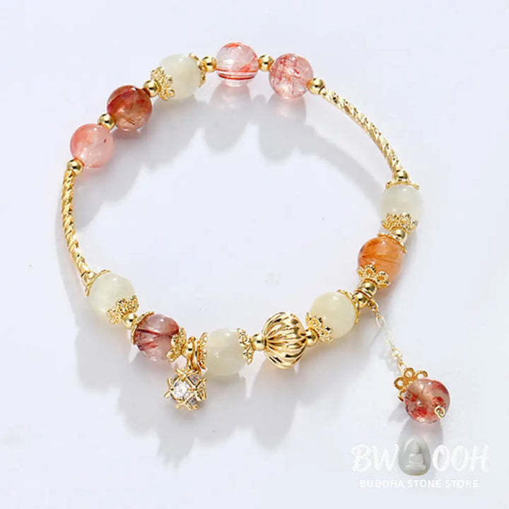 Buddha Stones Colorful Rutilated Quartz Cat Eye Zircon Auspiciousness Bead Bracelet - BWOOOH - Rutilated