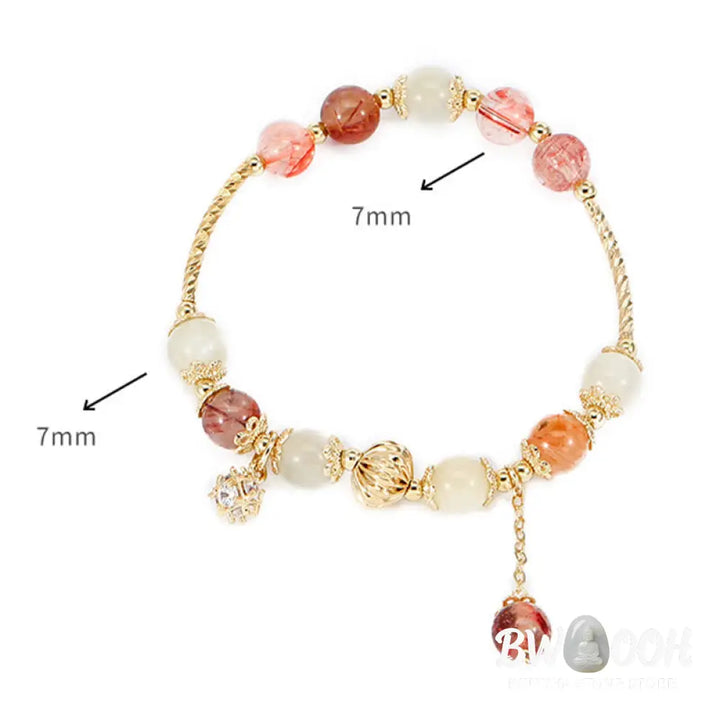 Buddha Stones Colorful Rutilated Quartz Cat Eye Zircon Auspiciousness Bead Bracelet - BWOOOH - Rutilated