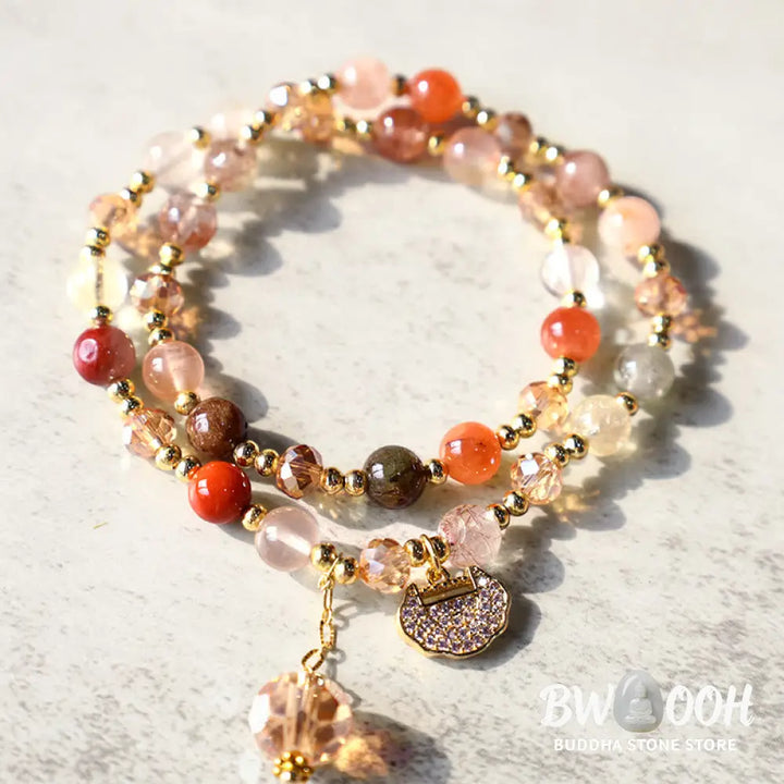 Buddha Stones Colorful Rutilated Quartz Double Wrap Spiritual Growth Bead Bracelet - BWOOOH - Rutilated Quartz
