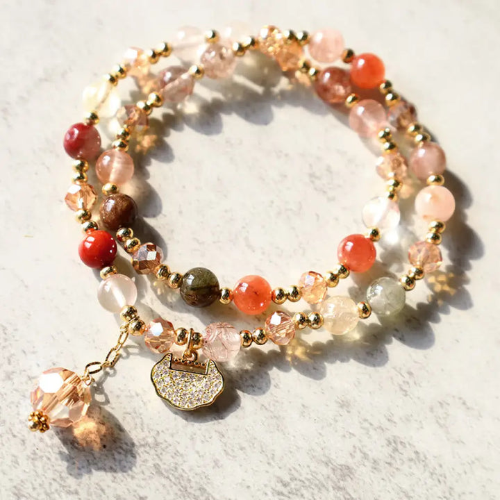 BWOOOH Colorful Rutilated Quartz Double Wrap Spiritual Growth Bead Bracelet - BWOOOH - Rutilated Quartz
