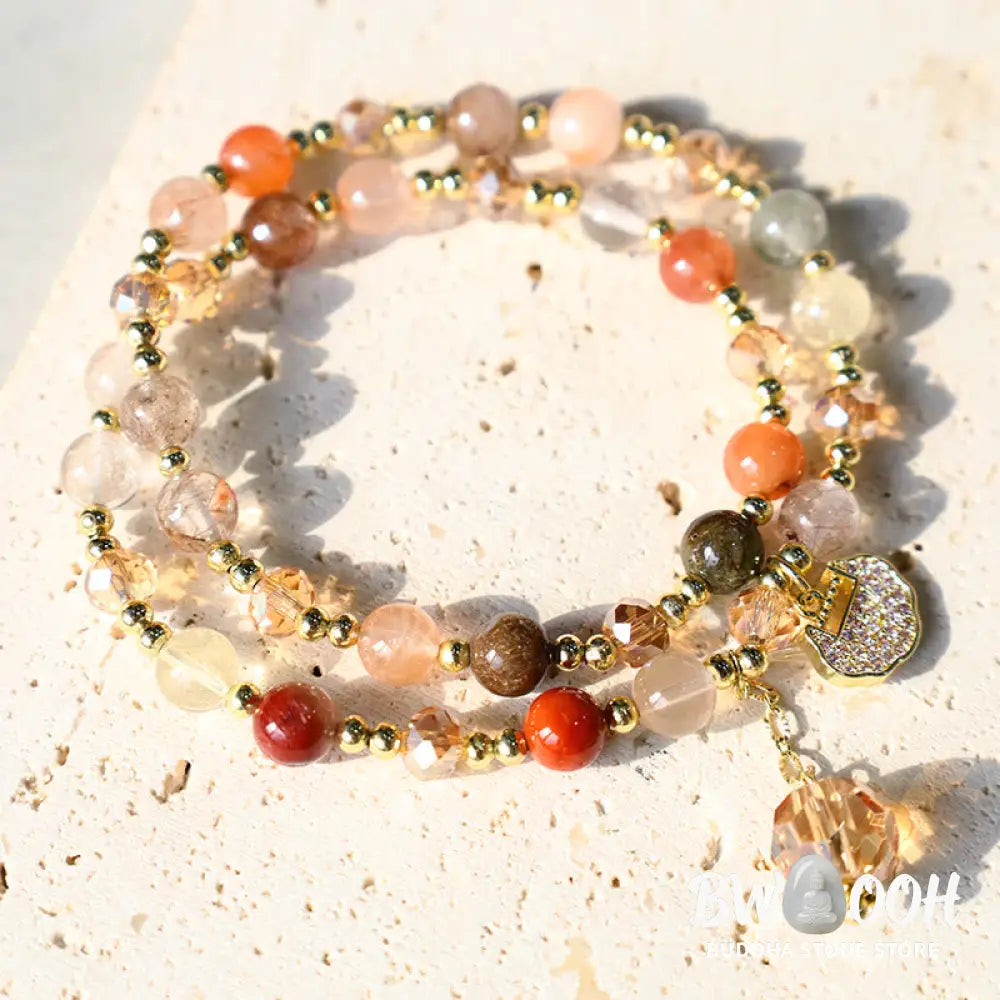 Buddha Stones Colorful Rutilated Quartz Double Wrap Spiritual Growth Bead Bracelet - BWOOOH - Rutilated Quartz