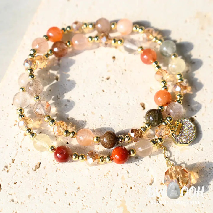 Buddha Stones Colorful Rutilated Quartz Double Wrap Spiritual Growth Bead Bracelet - BWOOOH - Rutilated Quartz