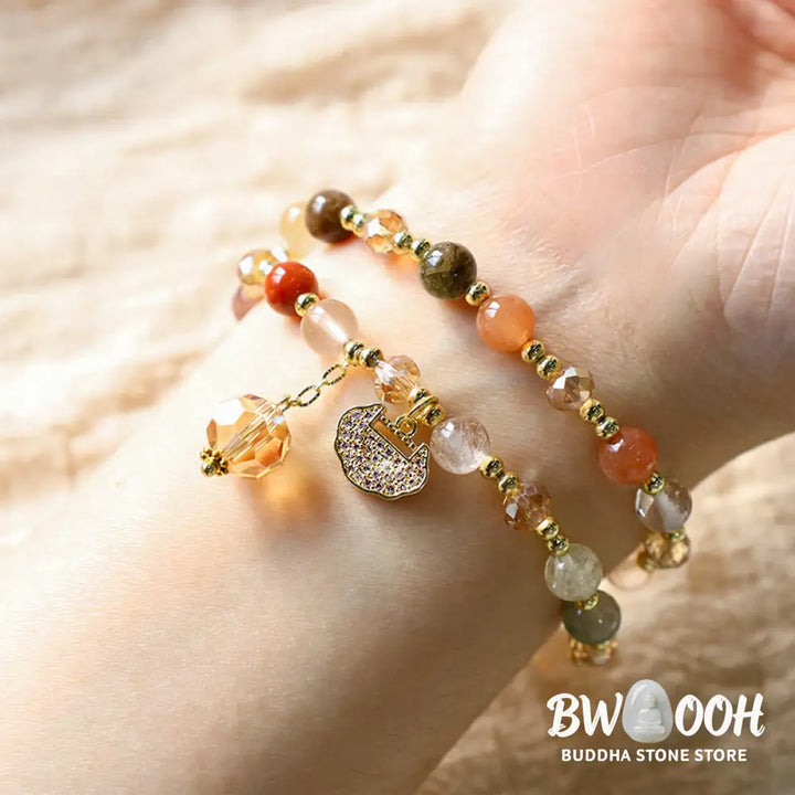 Buddha Stones Colorful Rutilated Quartz Double Wrap Spiritual Growth Bead Bracelet - BWOOOH - Rutilated Quartz