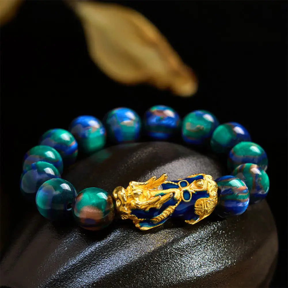 Buddha Stones Colorful Sea Willow Color Change PiXiu Positive Healing Bracelet - BWOOOH - Green Sea Willow(Wrist