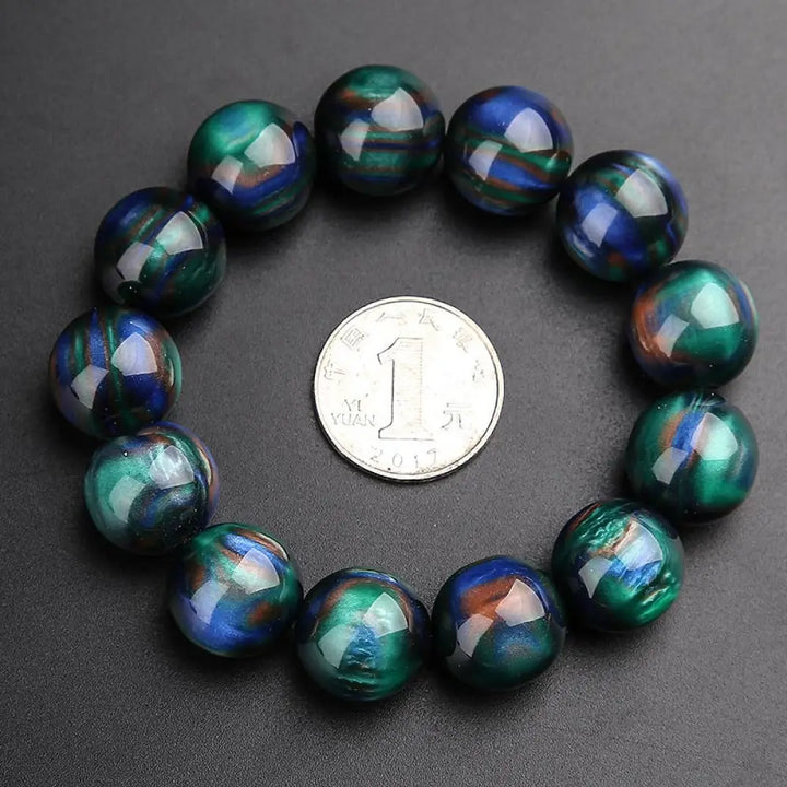 BWOOOH Colorful Sea Willow Mala bracelet ring, crafted from imitation black coral, featuring 108 beads (8mm) for meditation, symbolizing success, prosperity, and emotional healing. A high-end spiritual accessory. - View 6