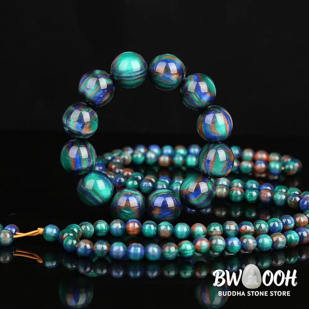BWOOOH Colorful Sea Willow Mala bracelet ring, crafted from imitation black coral, featuring 108 beads (8mm) for meditation, symbolizing success, prosperity, and emotional healing. A high-end spiritual accessory. - View 4