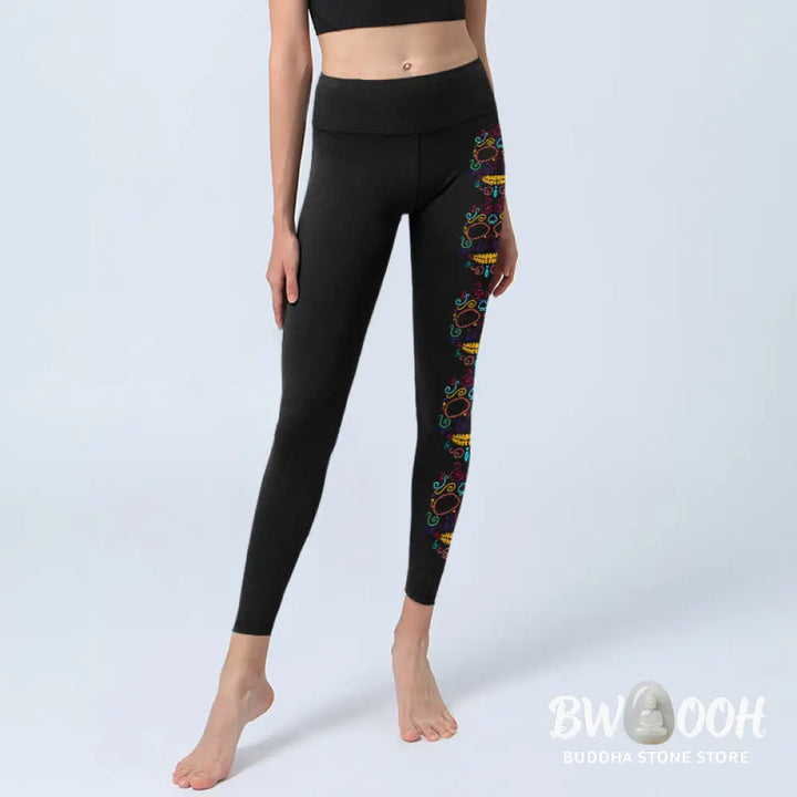 BWOOOH printed yoga leggings - Colorful Skull Line Design Gym Leggings 