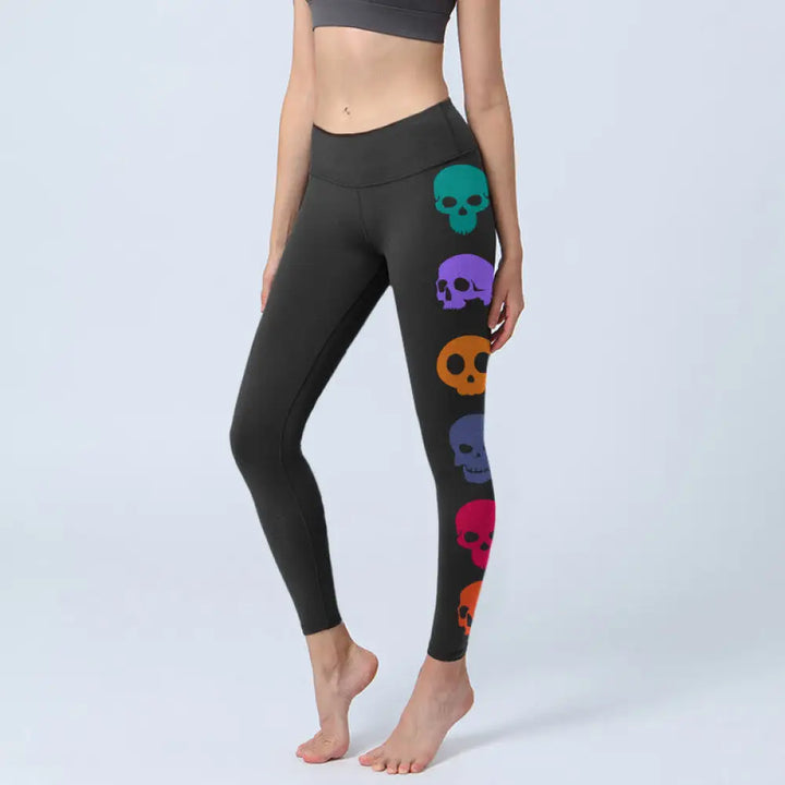 BWOOOH printed yoga leggings - Colorful Skulls Print Gym Leggings Women