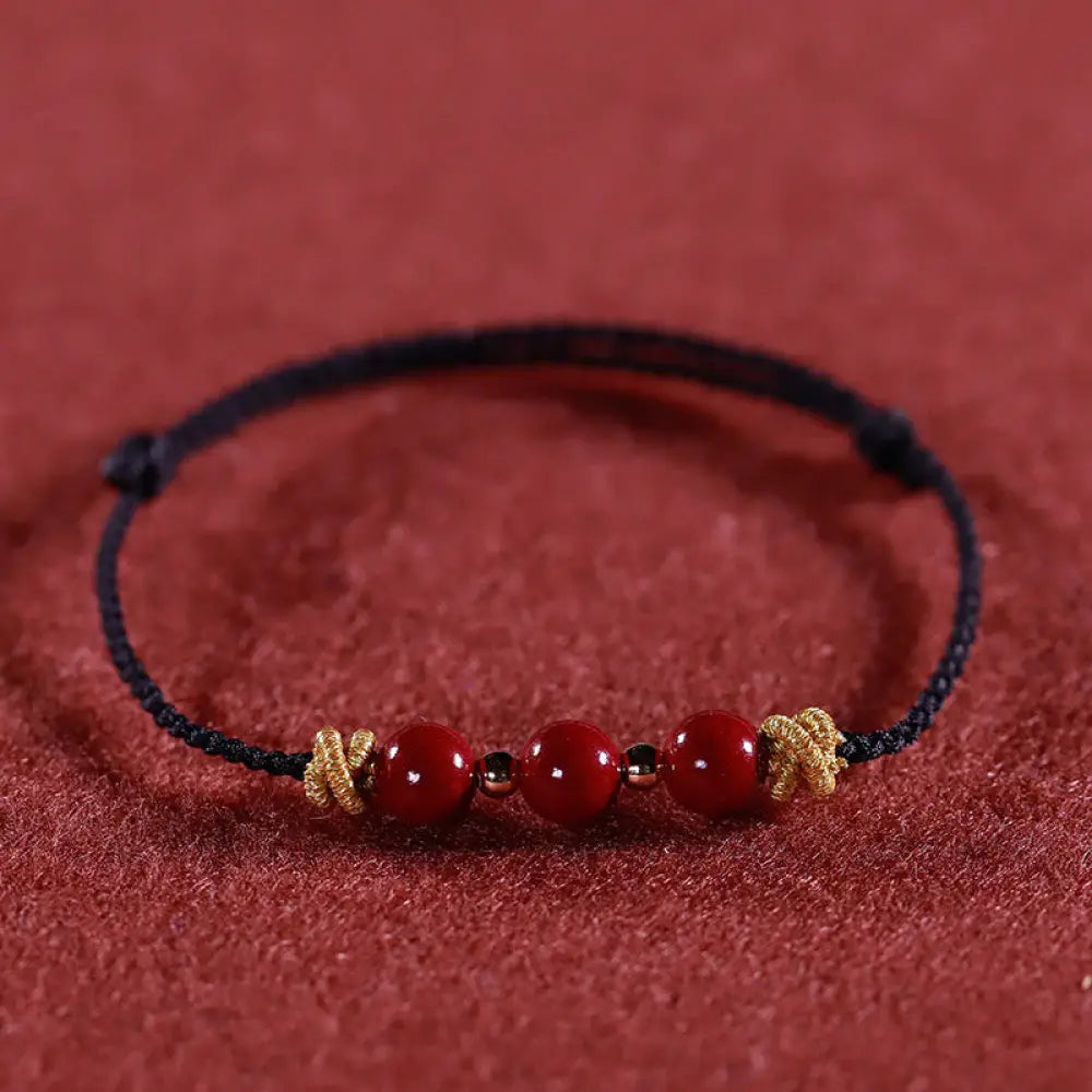 Buddha Stones Colorful String Cinnabar Calm Bracelet - BWOOOH - Black String Cinnabar(Wrist Circumference: 15-17cm)