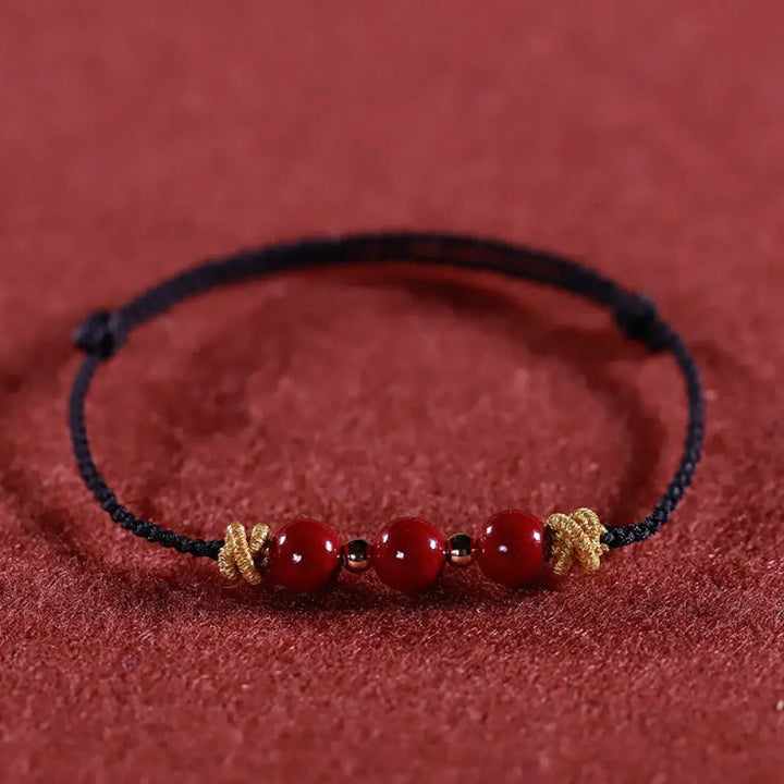 Buddha Stones Colorful String Cinnabar Calm Bracelet - BWOOOH - Black String Cinnabar(Wrist Circumference: 15-17cm)