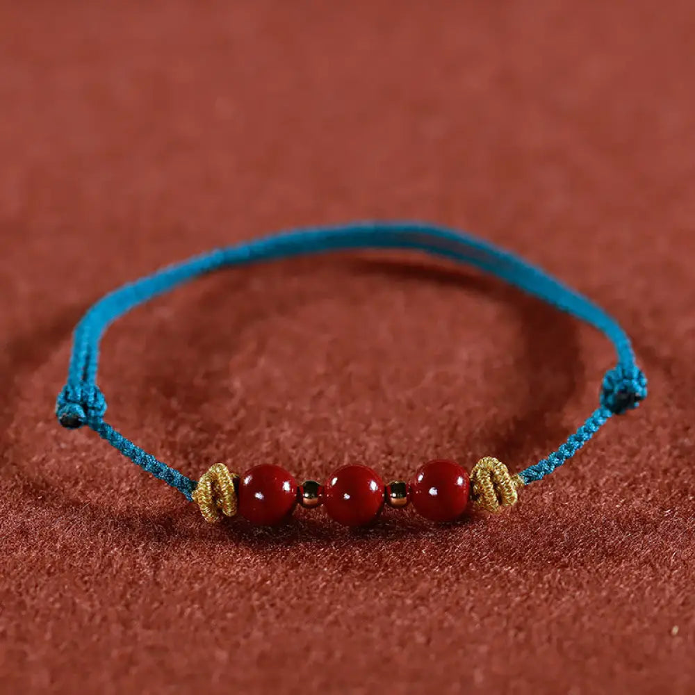 Buddha Stones Colorful String Cinnabar Calm Bracelet - BWOOOH - Blue String Cinnabar(Wrist Circumference: 15-17cm)