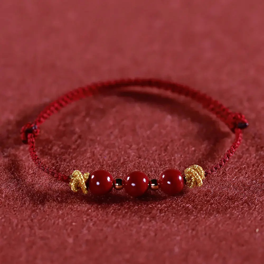 Buddha Stones Colorful String Cinnabar Calm Bracelet - BWOOOH - Dark Red String Cinnabar(Wrist Circumference: 15-17cm)