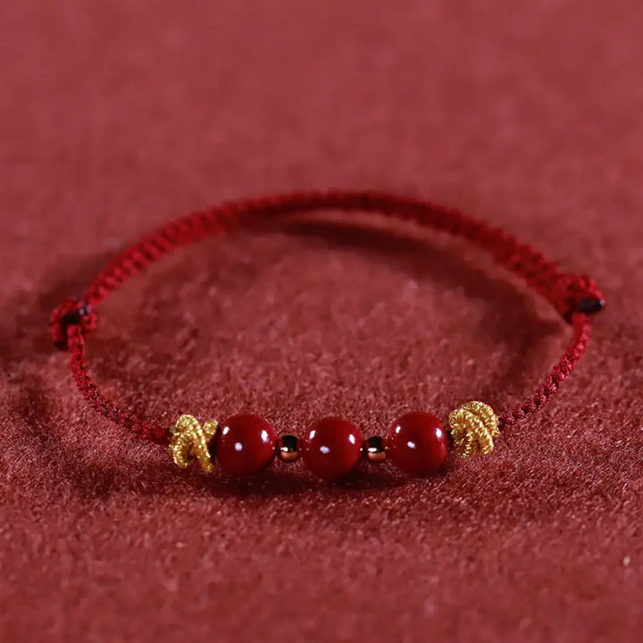 Buddha Stones Colorful String Cinnabar Calm Bracelet - BWOOOH - Dark Red String Cinnabar(Wrist Circumference: 15-17cm)