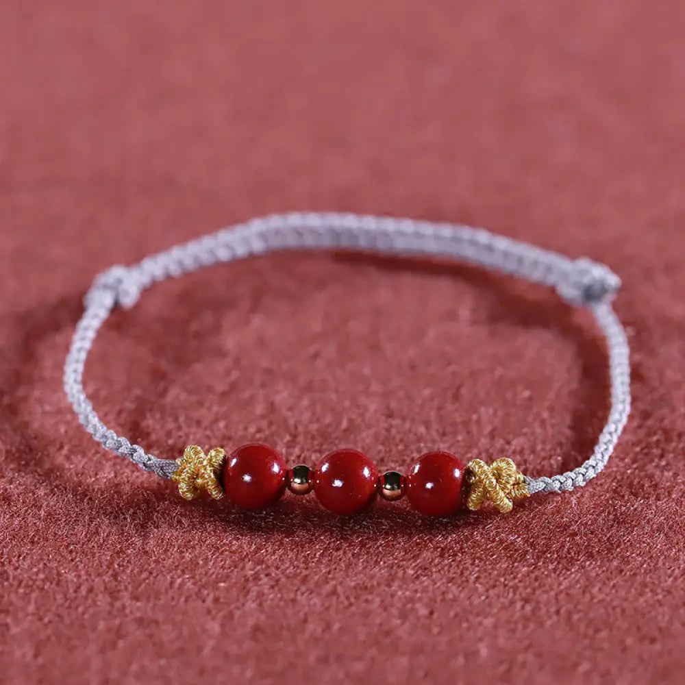 Buddha Stones Colorful String Cinnabar Calm Bracelet - BWOOOH - Silver String Cinnabar(Wrist Circumference: 15-17cm)