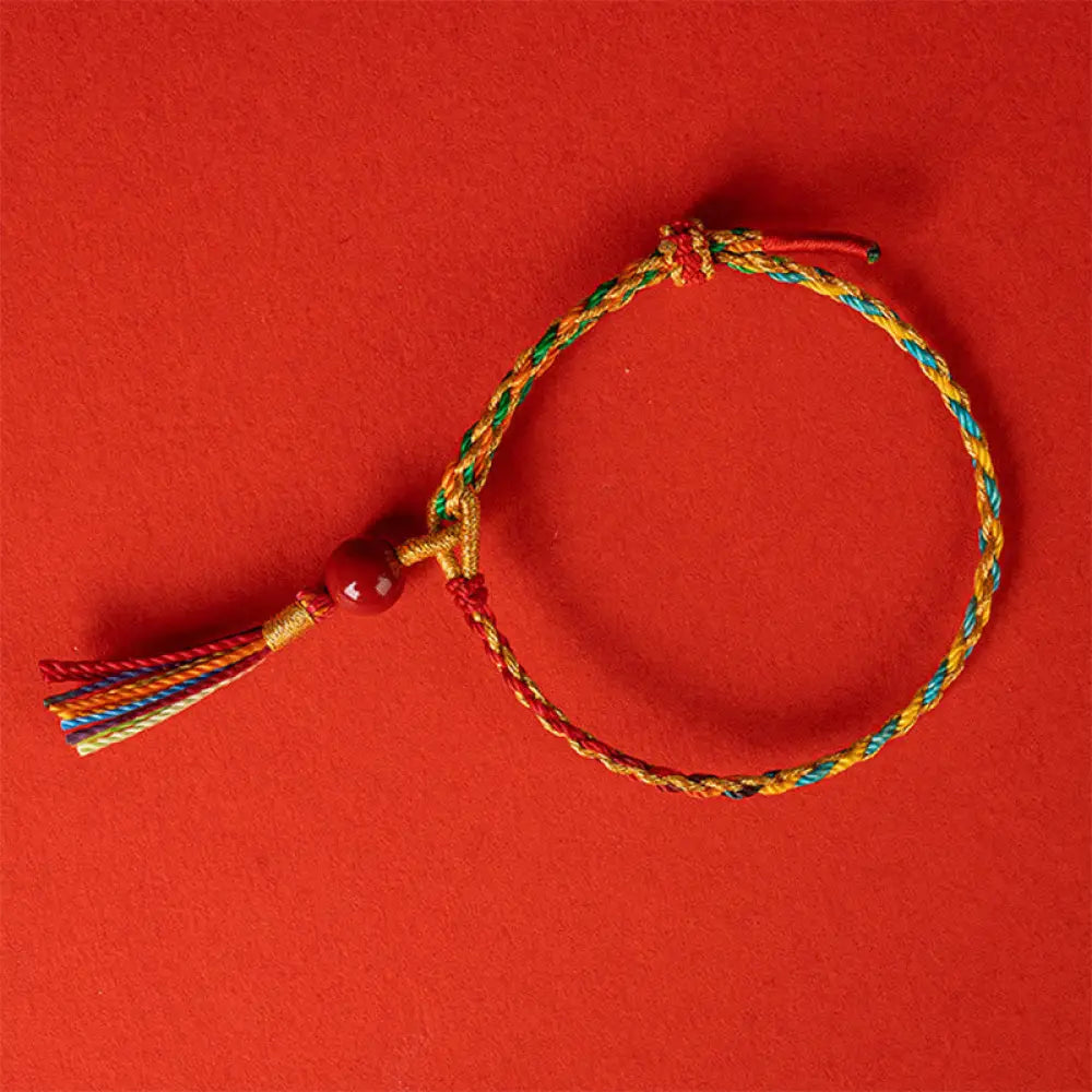 Buddha Stones Colorful String Cinnabar Concentration Bracelet - BWOOOH - Yellow Blue Green / 11-12cm - Bracelet