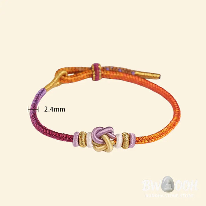 Buddha Stones Colorful String Heart Knot Protection Braided Bracelet - BWOOOH - Colorful String(Wrist Circumference: