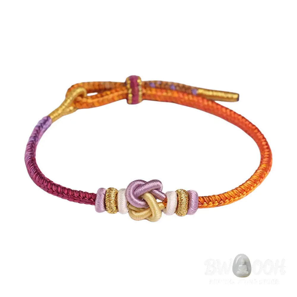 Buddha Stones Colorful String Heart Knot Protection Braided Bracelet - BWOOOH - Colorful String(Wrist Circumference: