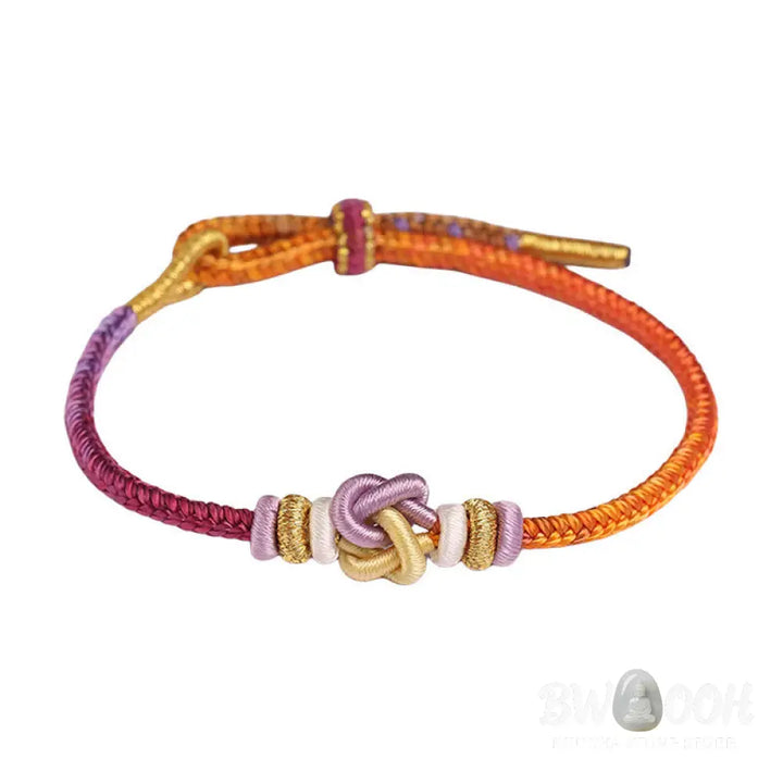 Buddha Stones Colorful String Heart Knot Protection Braided Bracelet - BWOOOH - Colorful String(Wrist Circumference: