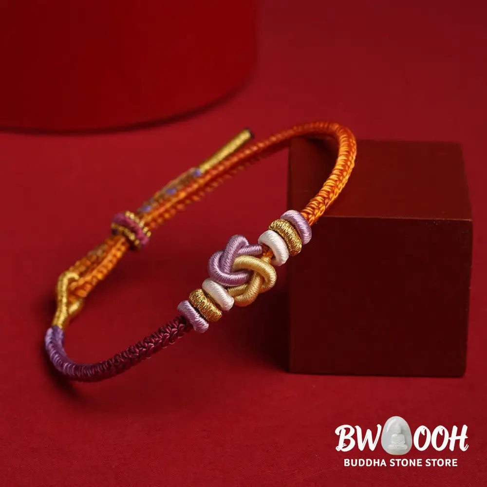 Buddha Stones Colorful String Heart Knot Protection Braided Bracelet - BWOOOH - Colorful String(Wrist Circumference: