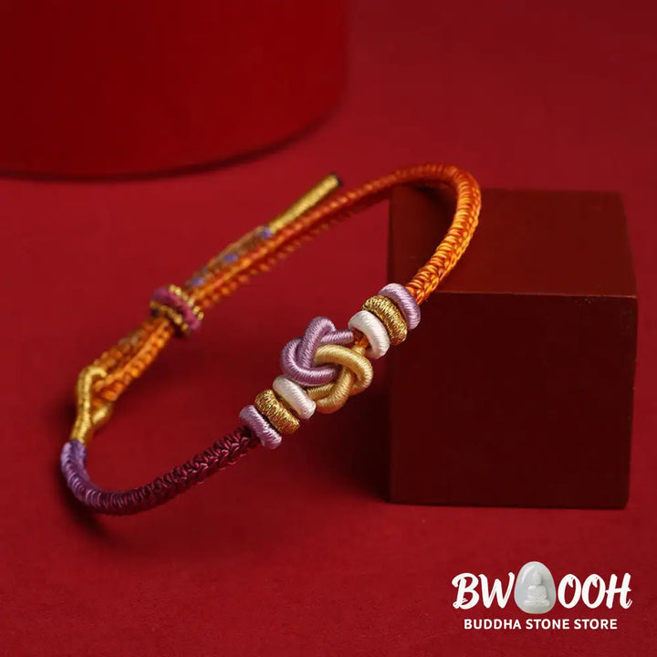 Buddha Stones Colorful String Heart Knot Protection Braided Bracelet - BWOOOH - Colorful String(Wrist Circumference: